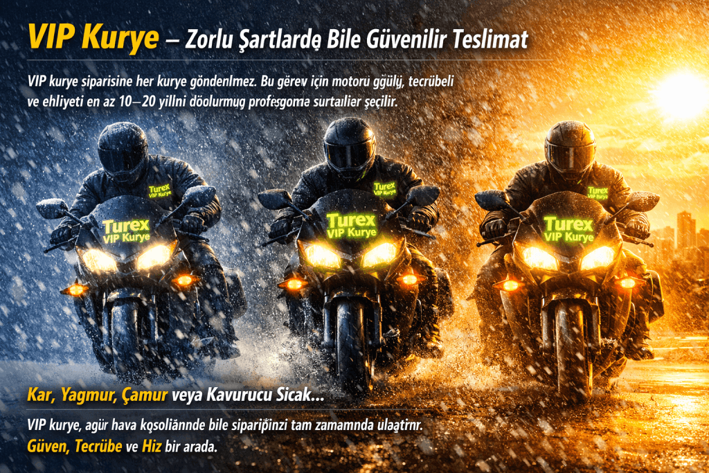 "Turex VIP Kurye – Zorlu hava şartlarında bile güvenilir teslimat hizmeti"