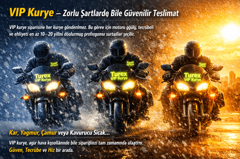 "Turex VIP Kurye – Zorlu hava şartlarında bile güvenilir teslimat hizmeti"