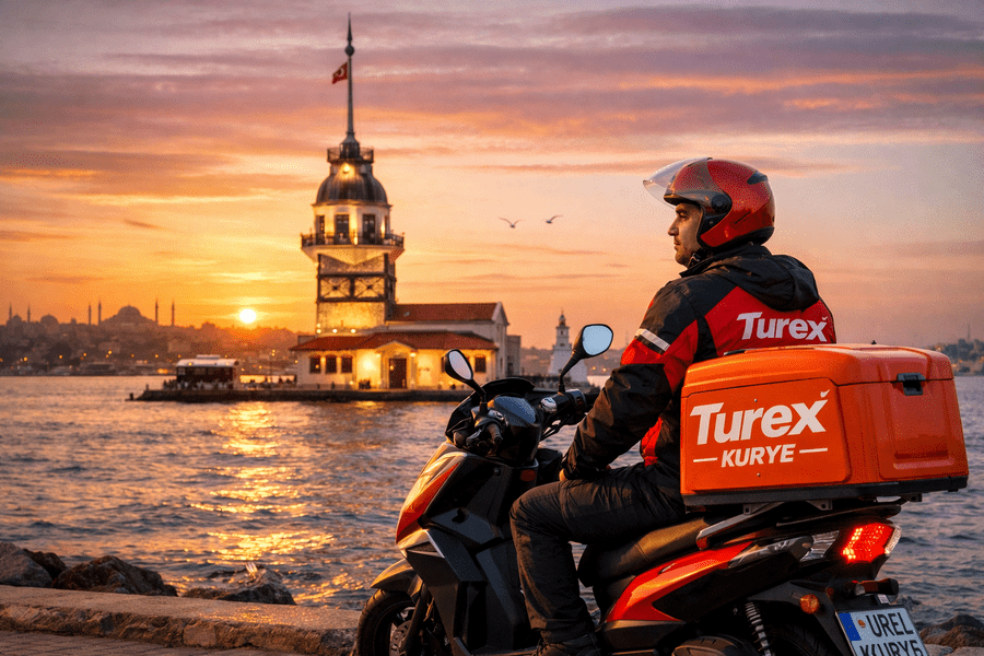 Üsküdar Kurye – Kız Kulesi önünde Turex motorlu kurye sipariş bekliyor